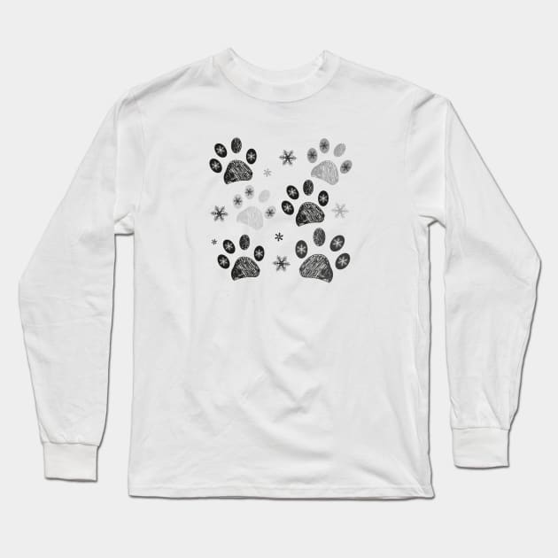 Paw prints with snowflakes Long Sleeve T-Shirt by GULSENGUNEL